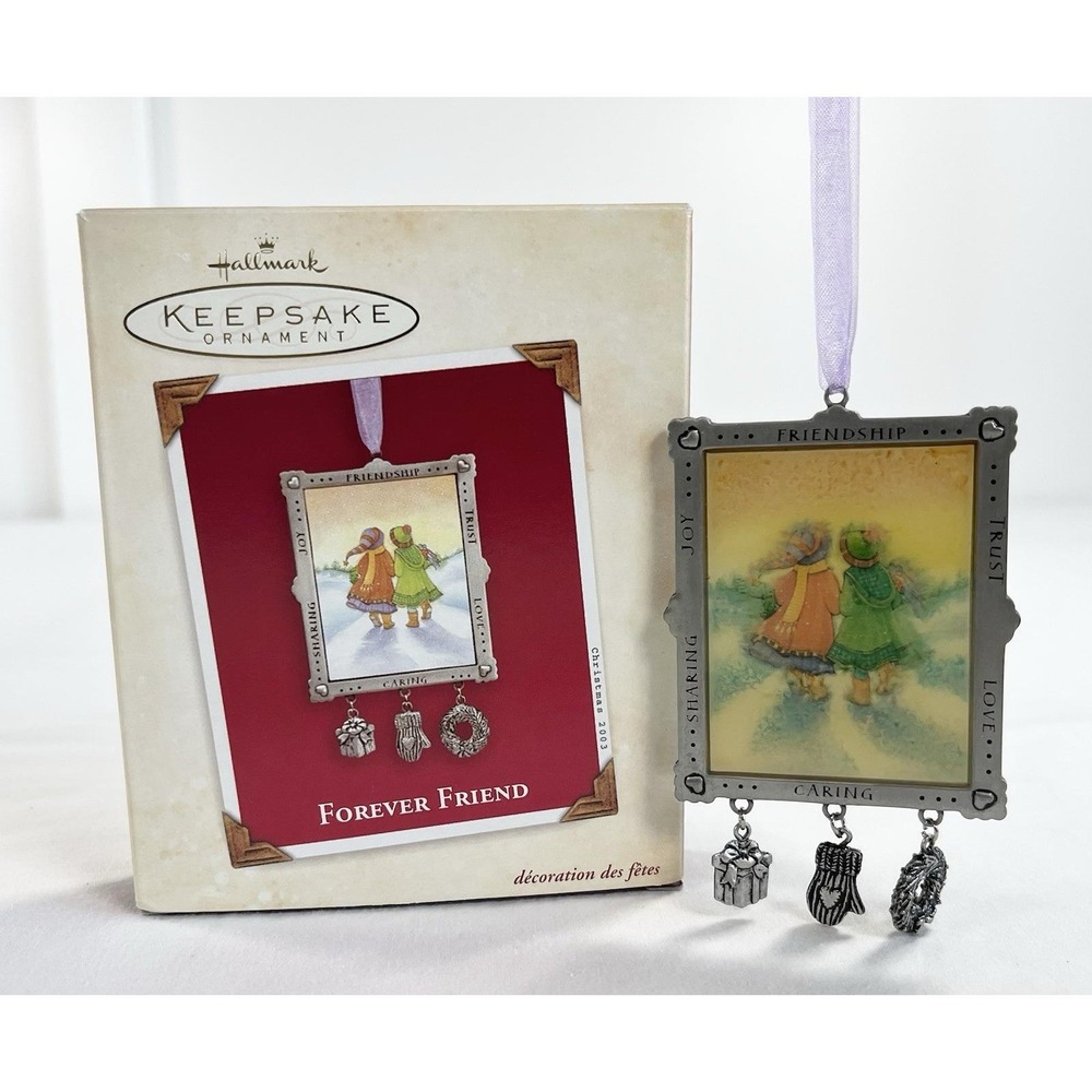 2003 Hallmark Keepsake Forever Friend Pewter Frame Ornament QXG8967 Boxed Metal